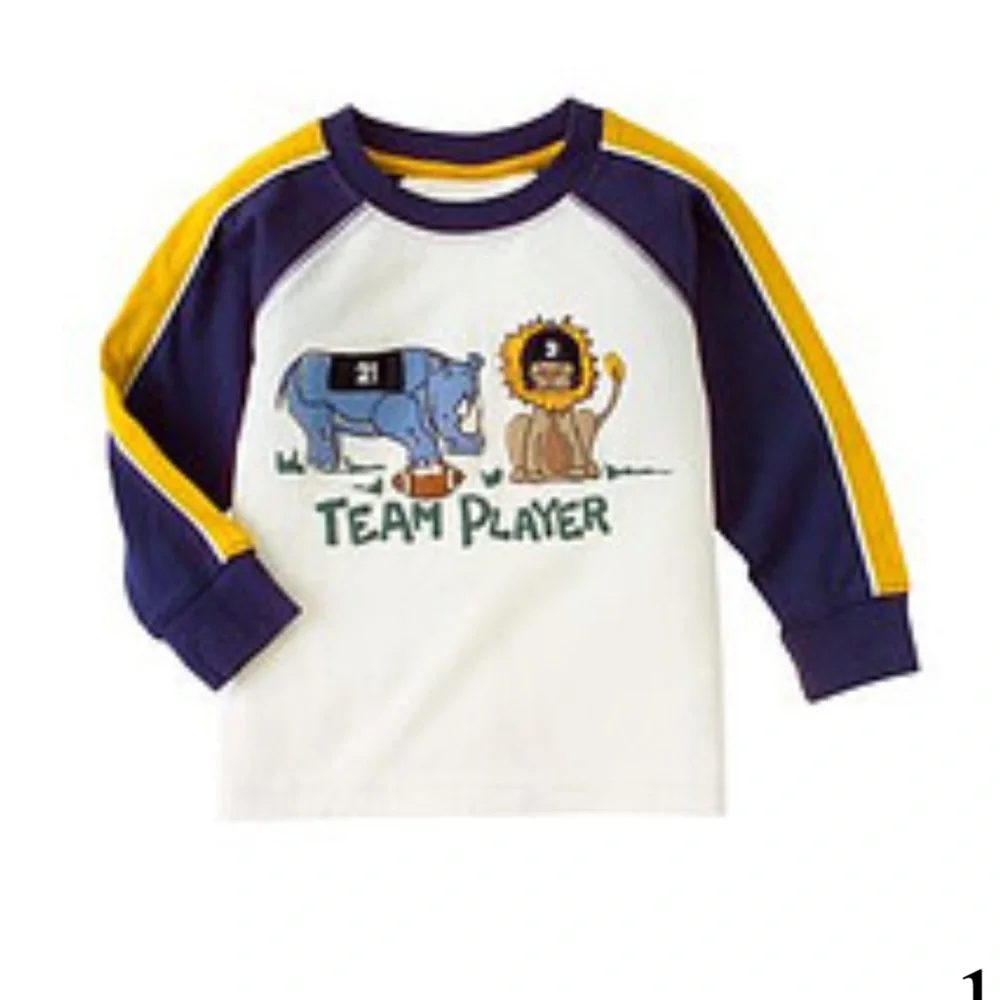 NWT Gymboree Varsity Football 2007 Rhino Lion Team Player Long Sleeve Shirt 2T